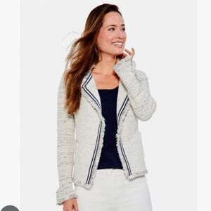 NIC+ZOE Ivory Fringe Jacket with Ribbon Trim SZ XS